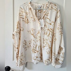 A New Day Cream and Brown Floral Blouse